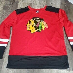 Nwt Boys Chicago Blackhawks Red/Black Long Sleeve Replica Jersey XL 16/18
